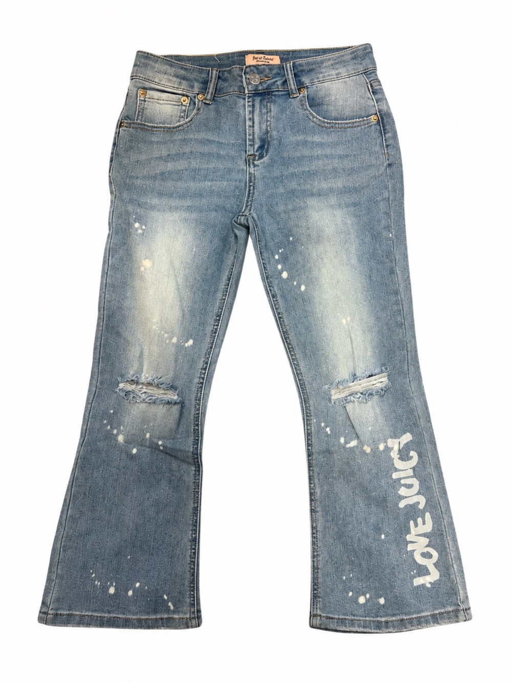 Juicy Couture Kids Mid Rise Crop Kick Flare Jean stretch 10 Light Wash denim